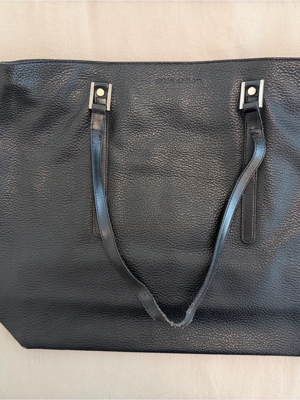 Mila Schon Black Leather Tote Bag